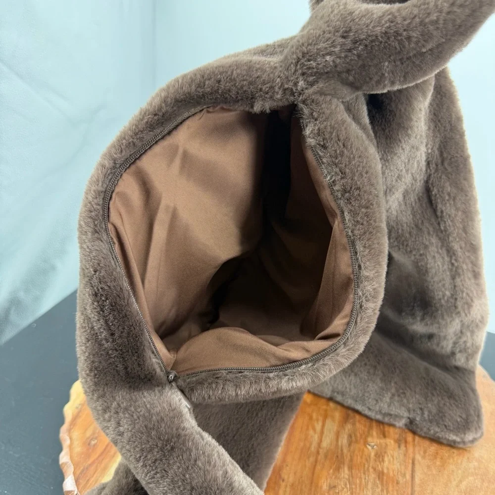 NEW Sprigs Faux‎ Fur Scarf w/ Zippered Pocket 2.0- brown